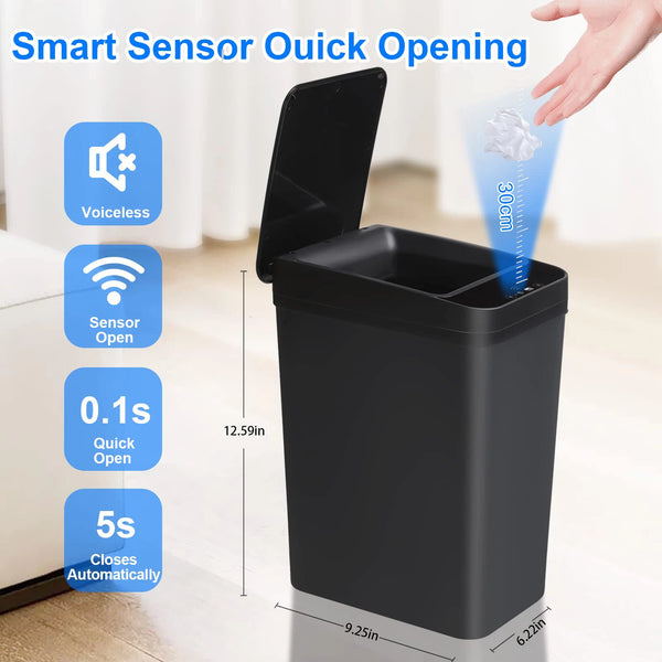 Bathroom Touchless Trash,12L Motion Sensor-Activated Trash Can